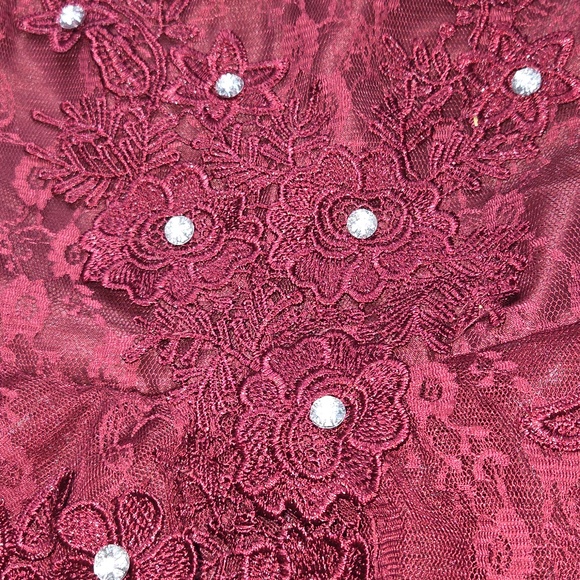 NANNETTE LEPORE NEW Girls L 14 BURGUNDY Sleeveless Floral Dress NWT - Picture 3 of 9